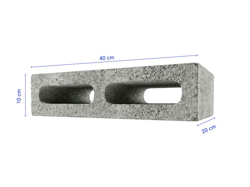 Block hueco de concreto MOSECA de 10 × 20 × 40 cm f’c 40