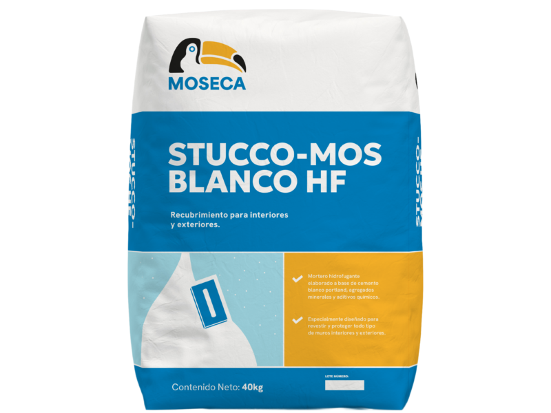 Saco de estuco blanco hidrofugante Stucco-Mos Blanco HF de 40 kg
